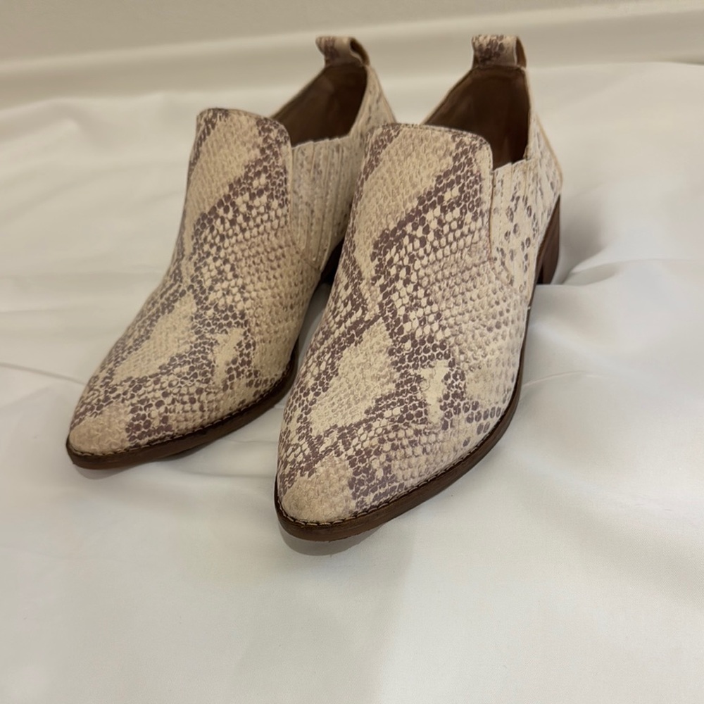 Lucky Brand Cream and Brown Ankle Booties with Western Influence